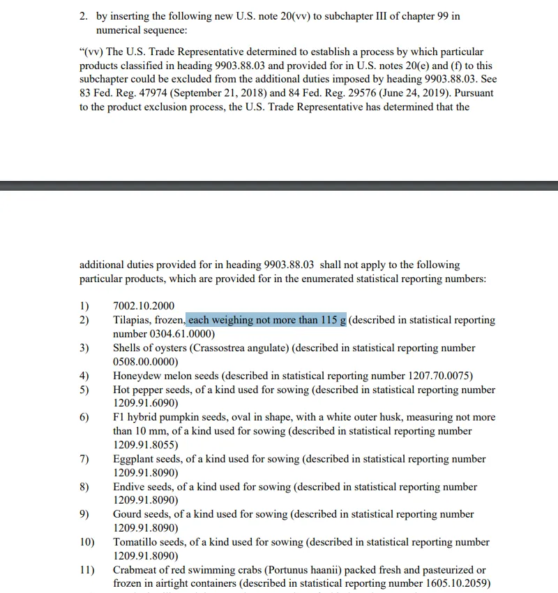 美國豁免中國冷凍羅非魚、梭子蟹進口關(guān)稅(圖2)