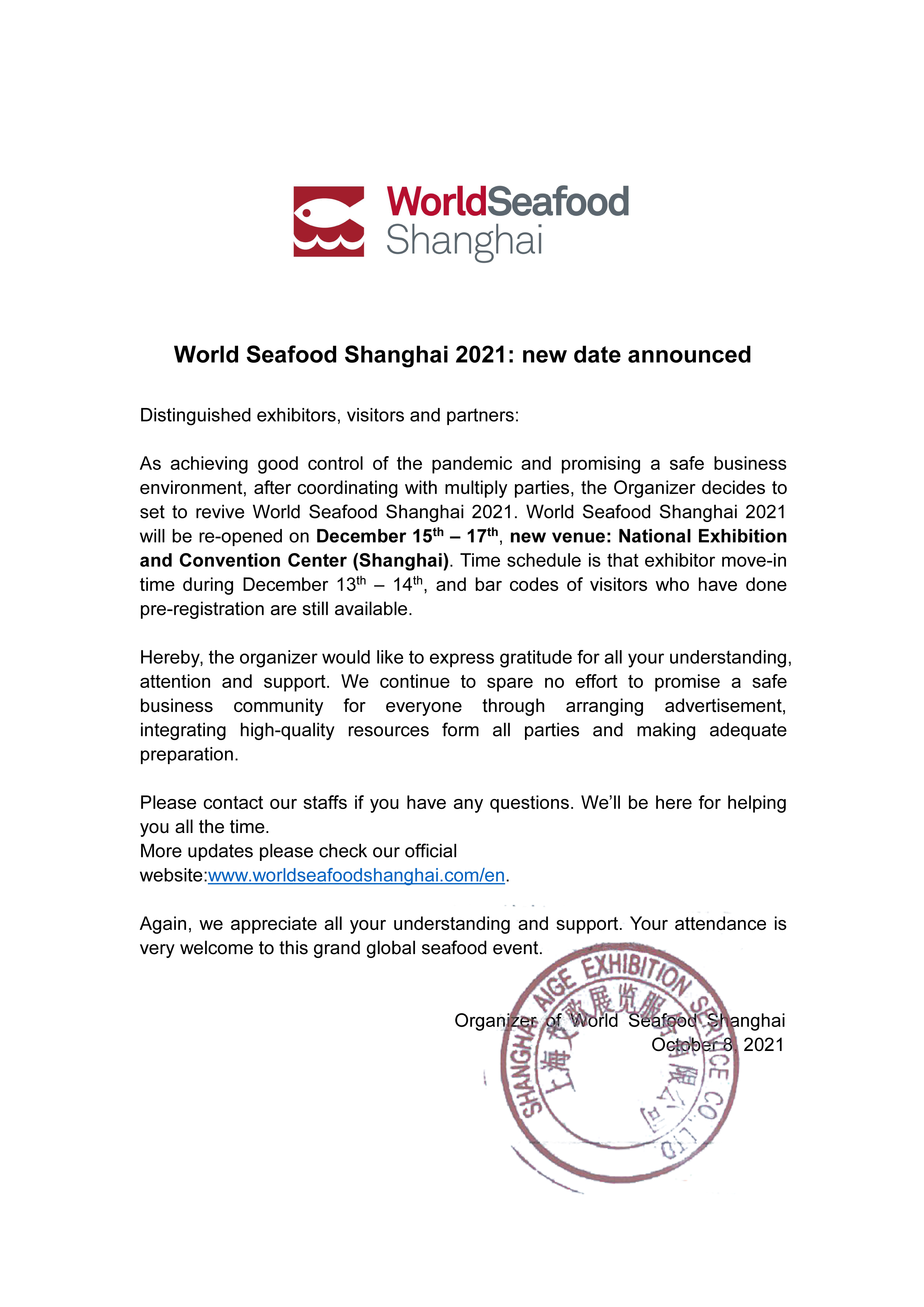 World Seafood Shanghai 2021: new date announced(圖1)